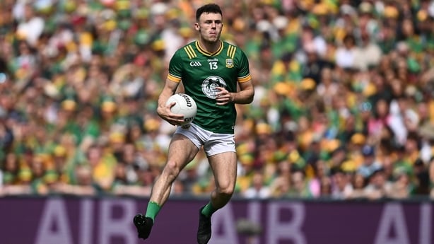 13 July 2025; Jordan Morris of Meath during the GAA Football All-Ireland Senior Championship semi-final match between Meath and Donegal at Croke Park in Dublin. Photo by Seb Daly/Sportsfile