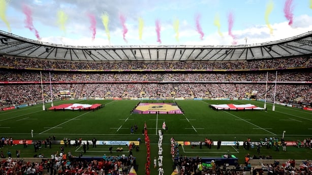 LONDON, ENGLAND - SEPTEMBER 27: A general view of England and Canada players walking out onto the pitch prior to the Women's Rugby World Cup 2025 Final match between Canada and England at Allianz Stadium on September 27, 2025 in London, England. (Photo by George Wood - World Rugby/World Rugby via Ge