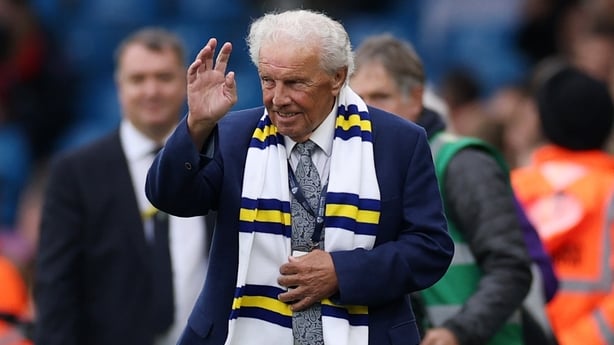 Former Leeds United Footballer, Johnny Giles, acknowledges the fans prior to the Premier League match between Leeds United and Bournemouth at Elland Road on September 27, 2025 in Leeds, England.