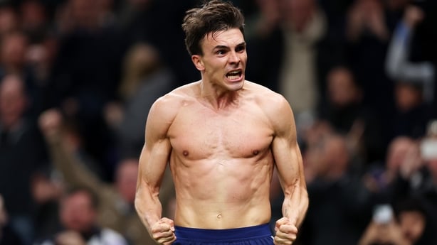 Joao Palhinha of Tottenham Hotspur celebrates scoring his team's first goal during the Premier League match between Tottenham Hotspur and Wolverhampton Wanderers at Tottenham Hotspur Stadium on September 27, 2025 in London, England.