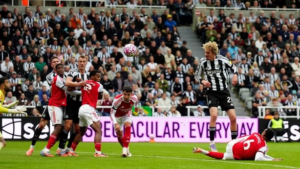 Newcastle United's Nick Woltemade scores against Arsenal, Premier League, September 2025