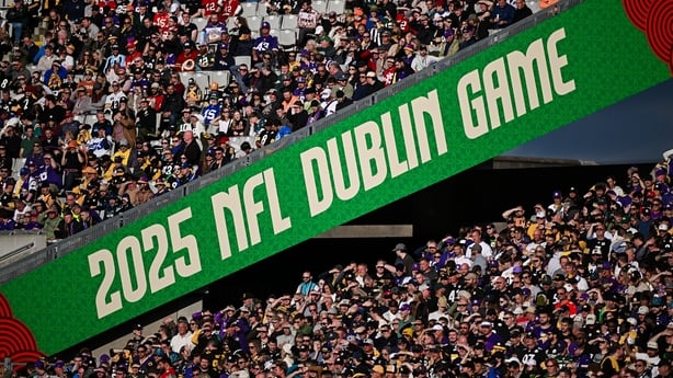 28 September 2025; Branding during the 2025 NFL International Game between the Pittsburgh Steelers and the Minnesota Vikings at Croke Park in Dublin. Photo by Seb Daly/Sportsfile