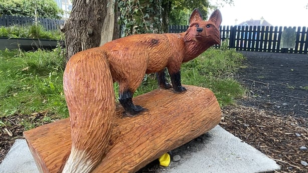 A fox carved out of wood
