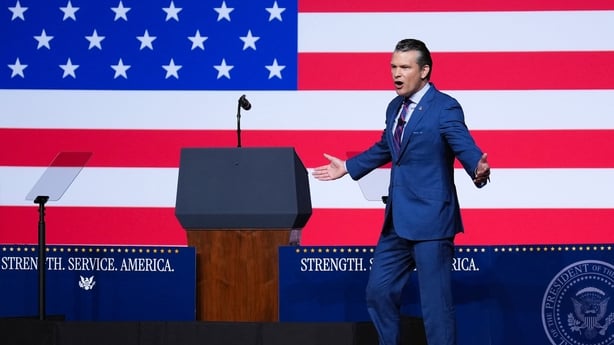 Pete Hegseth speaks at an event in Washington