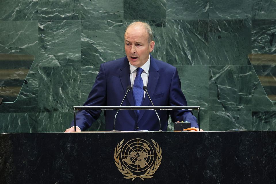 Taoiseach Micheál Martin speaks during the United Nations General Assembly. Photo: Michael M. Santiago/Getty Images.