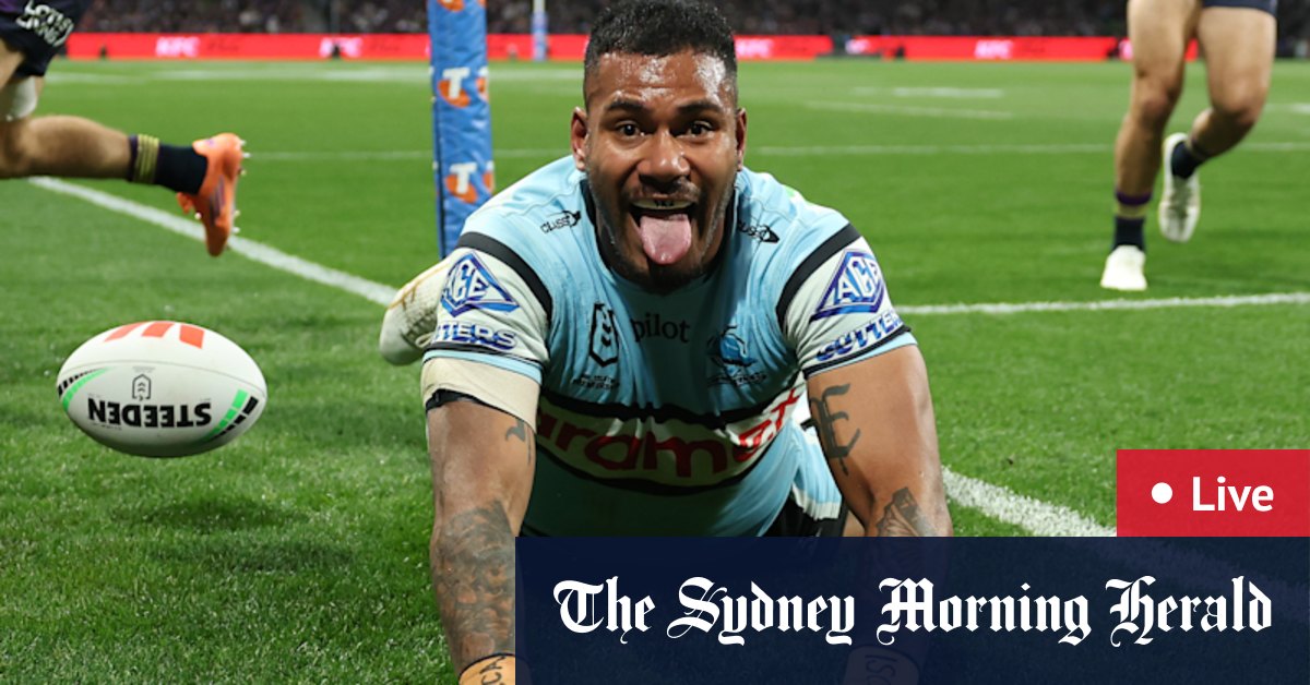 Melbourne vs Cronulla NRL Preliminary final LIVE: Storm hold narrow lead as Hughes scores on return from injury, Katoa gets a double - The Sydney Morning Herald