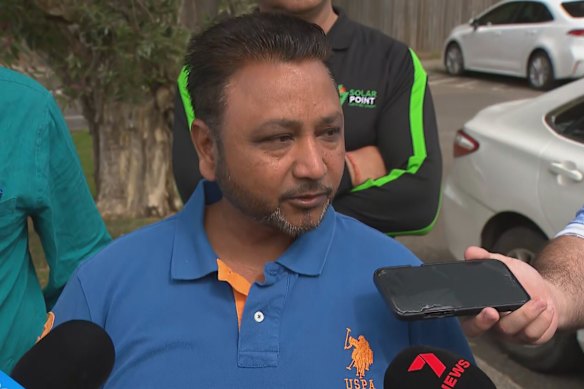 Haveli Restaurant owner Resham Singh speaking to media after a contracted cleaner died from carbon monoxide poisoning on Tuesday, September 16. 
