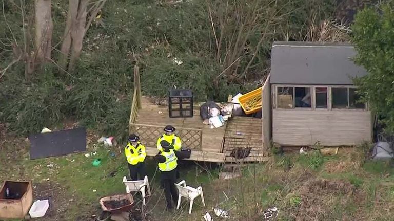 Police at the allotment where Victoria's body was found