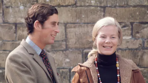 The then Prince Charles with the Duchess of Kent in 1974