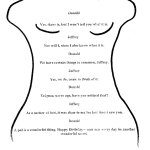 A crude drawing of a woman with a birthday message in the center, and the name Donald signed at the bottom.