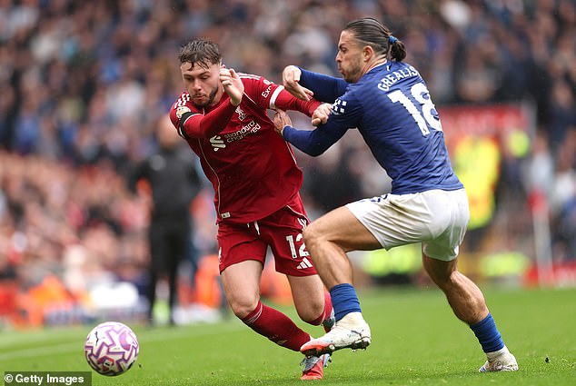Conor Bradley put in a good performance up against Grealish, though was perhaps lucky not to pick up a yellow card