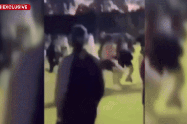 A brawl erupts in Lakemba on Tuesday night.