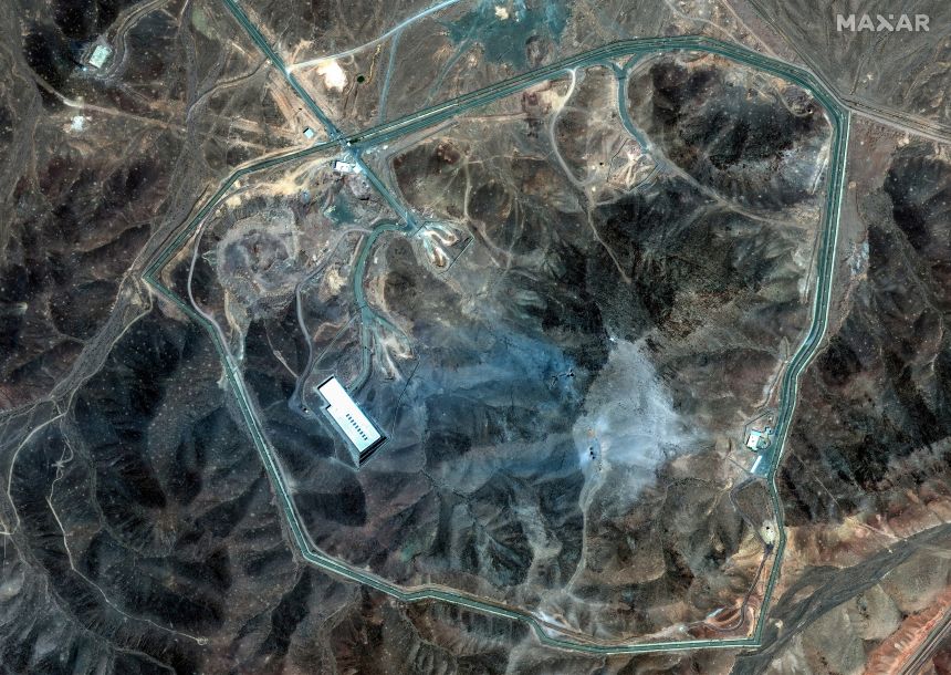 A satellite view shows an overview of Fordow underground complex, after the United States struck the underground nuclear facility, near Qom, Iran in June.
