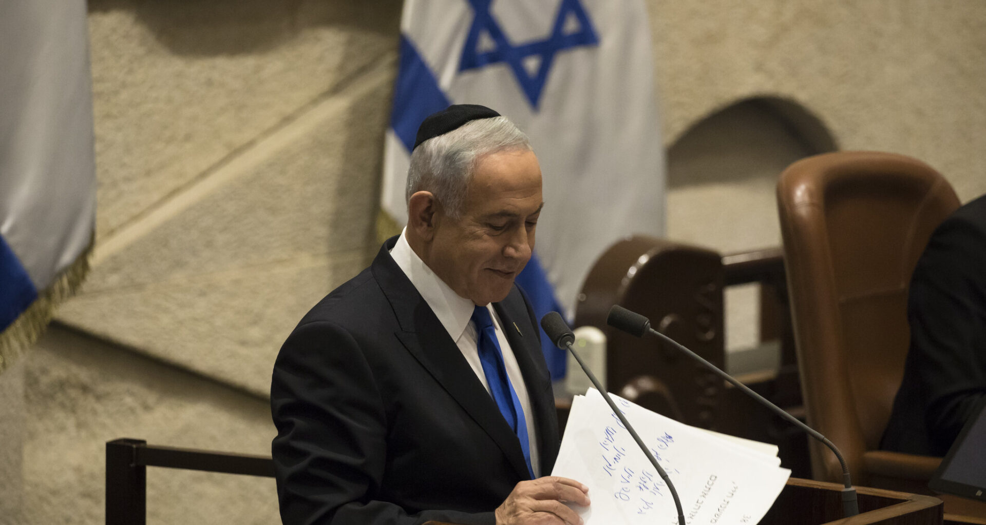 Benjamin Netanyahu speaks at the Israeli parliament in 2022. Photo: Amir Levy/Getty Images