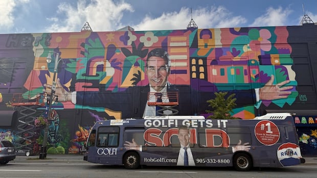 Art or ad? Giant portrait of Hamilton real estate agent raises eyebrows as artist defends 'gesture of thanks'