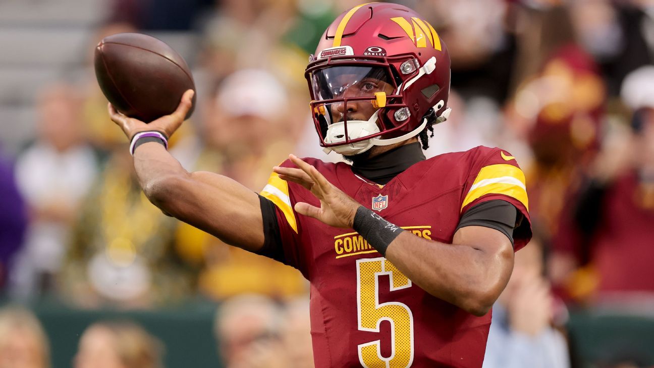 Commanders' Jayden Daniels practices, says status up to doctors