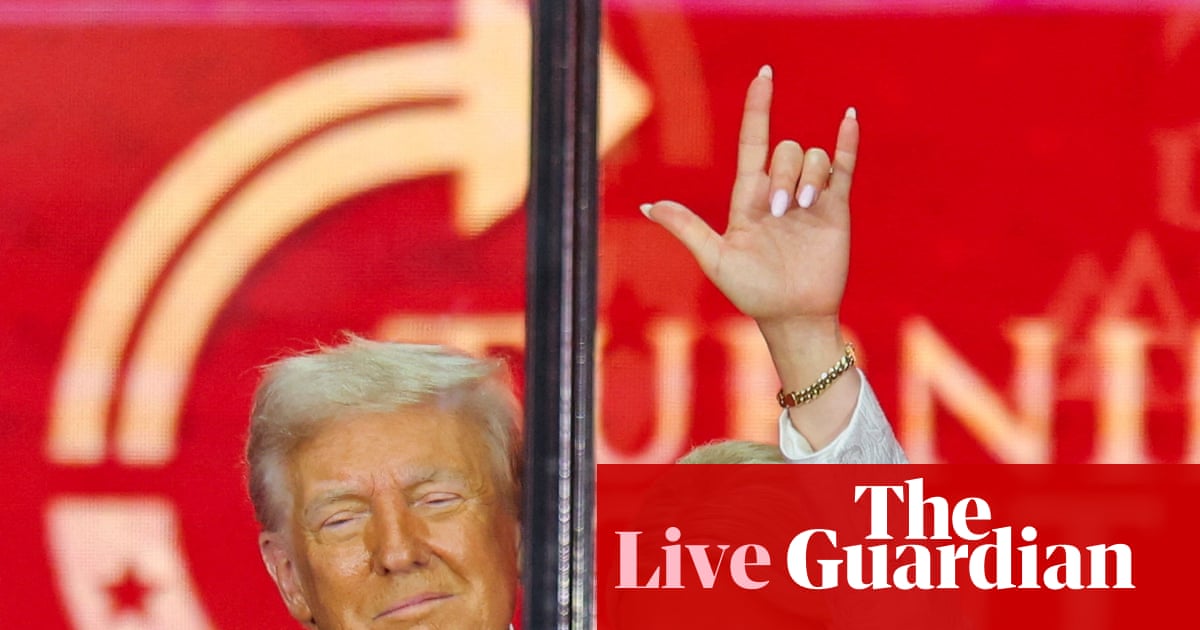 Trump hails Charlie Kirk as ‘a martyr for America’s freedom’ at memorial – US politics live | US news