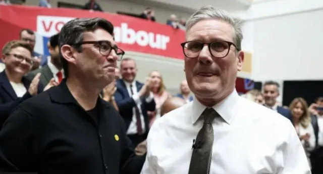 Andy Burnham and Keir Starmer at a Labour conference