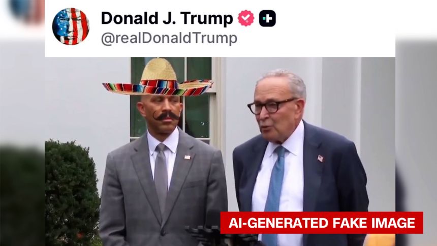 A still from the AI-generated video posted by Donald Trump on X.