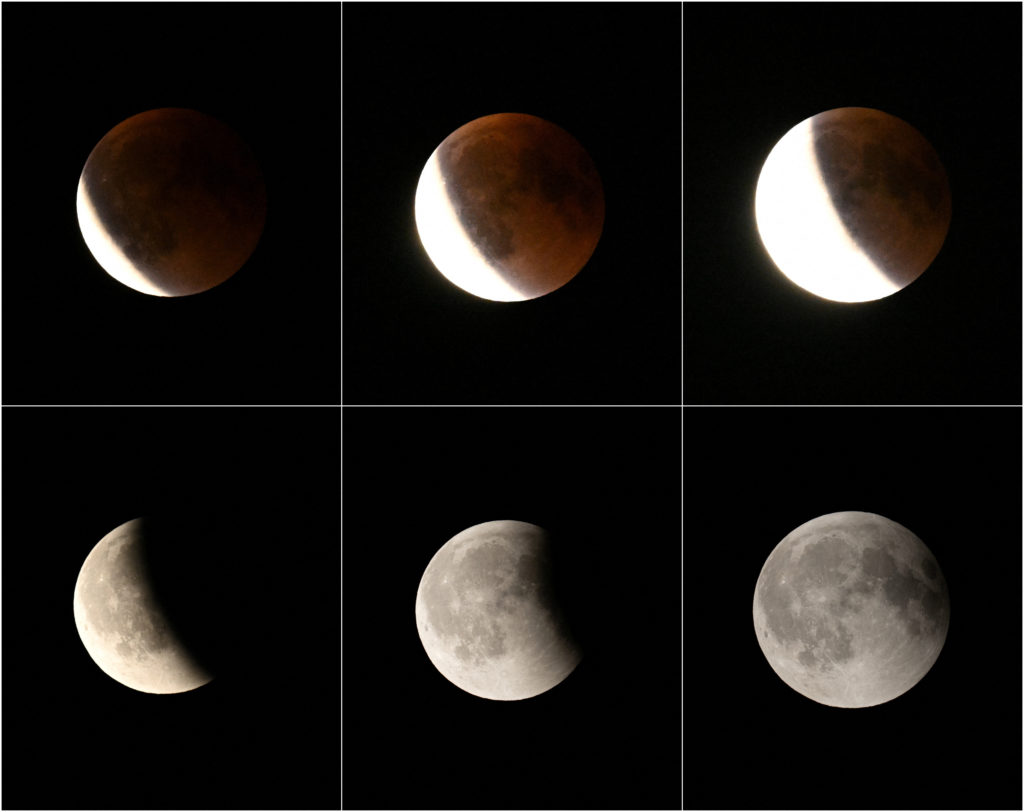 The full moon during a "Blood Moon" total lunar eclipse over Berlin.