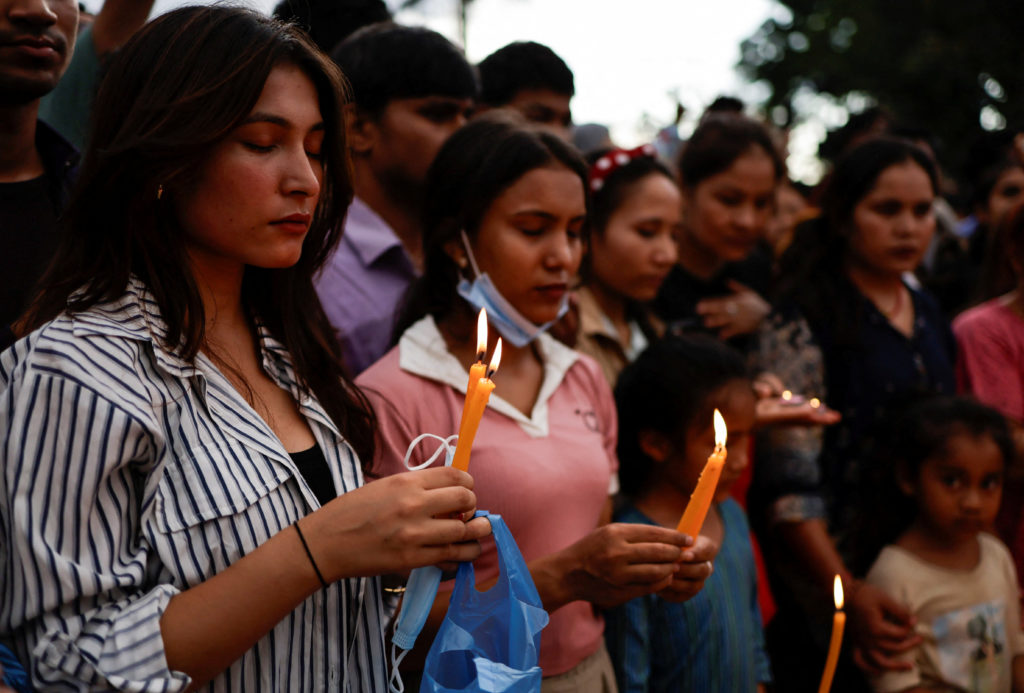 Vigil in memory of people who died during the anti-graft protest in front of the parliament in Kathmandu