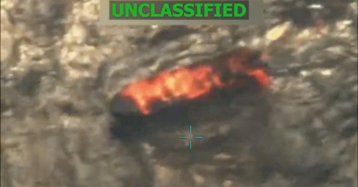 A vessel burns in this still image taken from a video depicting what U.S. President Trump said was a U.S. military strike on a Venezuelan drug cartel vessel