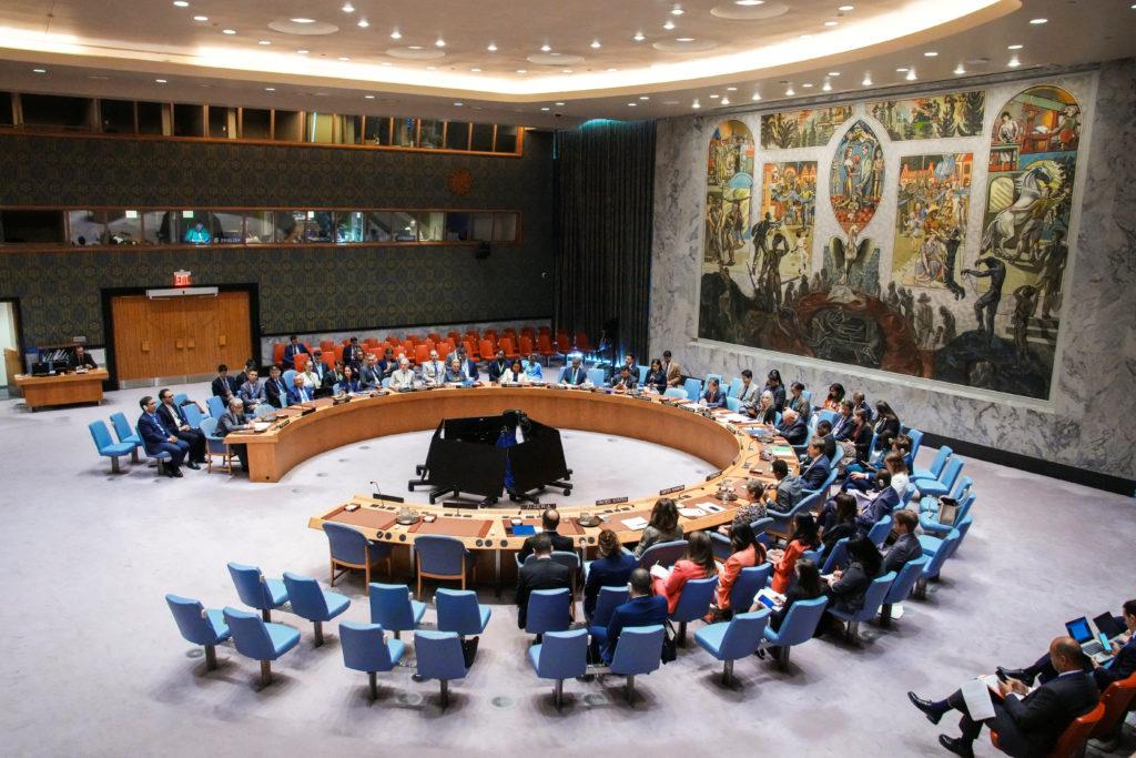 Members of the U.N. Security Council hold a meeting on a resolution that would permanently lift U.N. sanctions on Iran at ...
