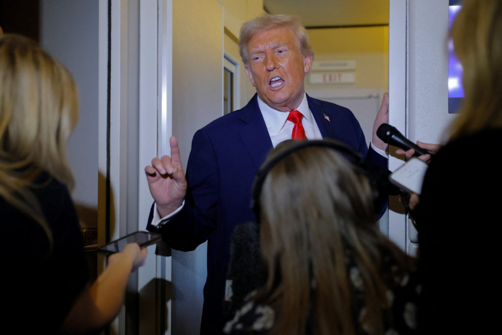 U.S. President Donald Trump attends the memorial service for Charlie Kirk