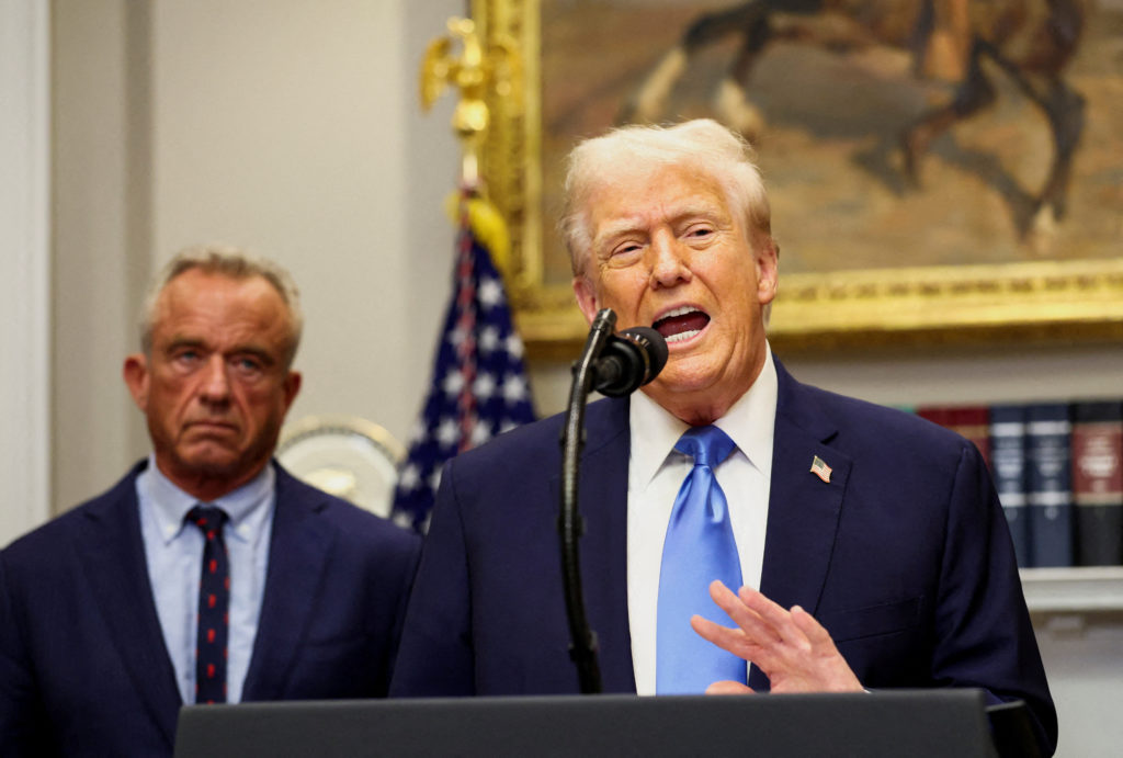 U.S. President Donald Trump makes an announcement at the White House, in Washington, D.C.
