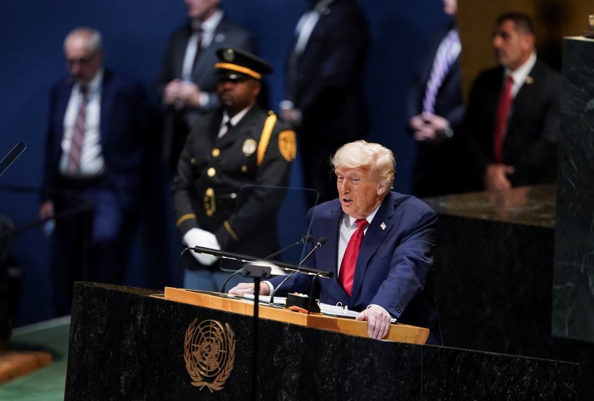 US President Donald Trump addresses the 80th United Nations General Assembly, in New York City, New York, on Tuesday.