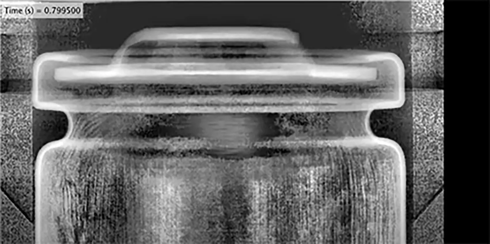 A high-speed x-ray image of a battery failure.