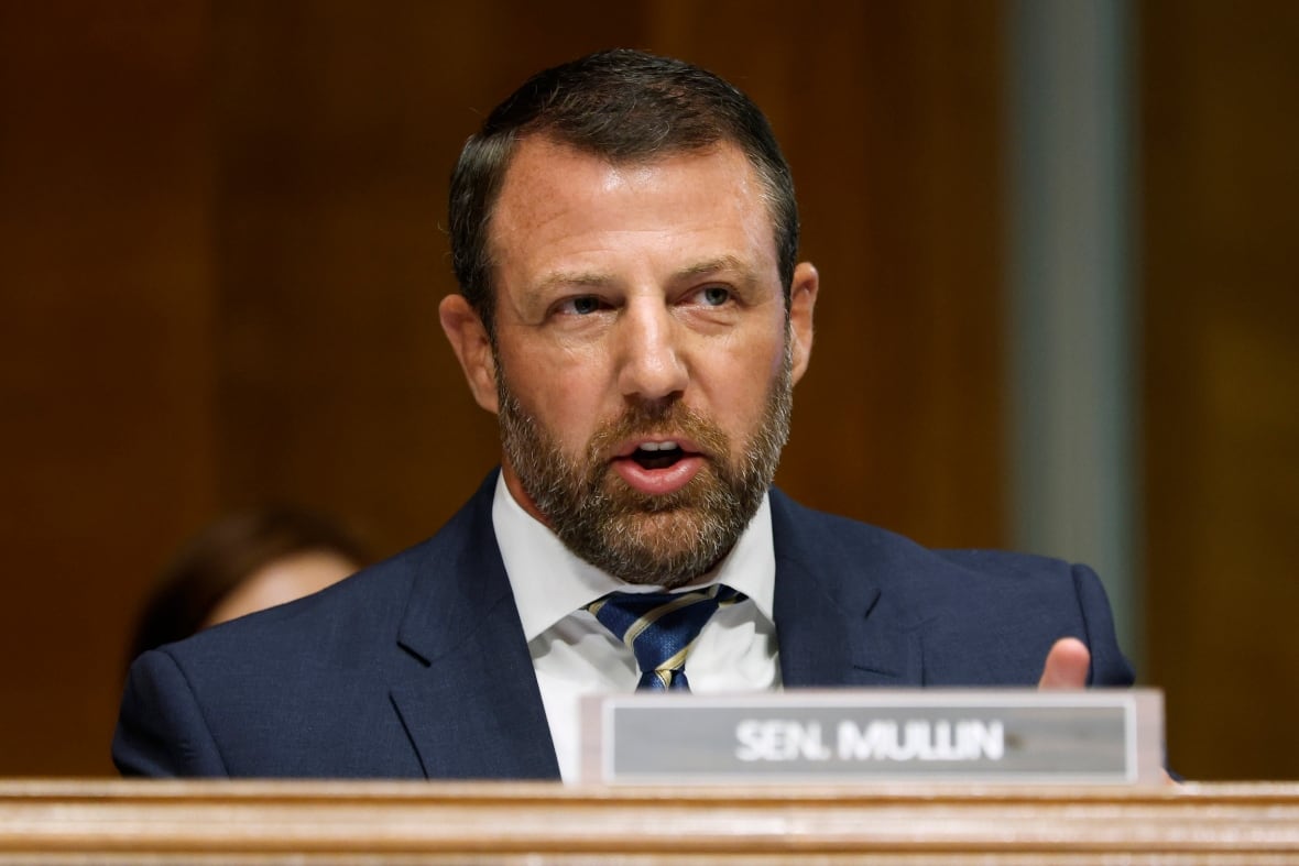 A bearded brown haired man in a suit and tie is shown in closeup speaking while seated.