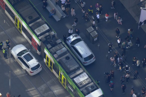 Police have arrested four teenagers after a pursuit across Melbourne ended in Bourke Street Mall.