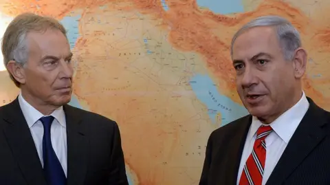 Getty Images Former Middle East Quartet special envoy and ex-UK Prime Minister Tony Blair and Israeli Prime Minister Benjamin Netanyahu 
