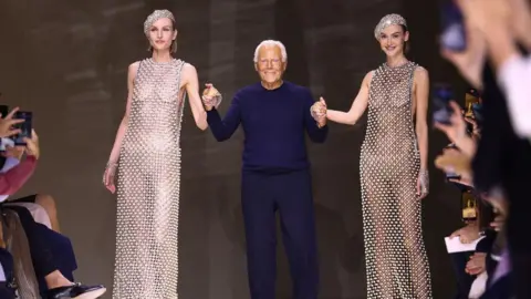 Getty Images Giorgio Armani at Paris Fashion week in June 2024