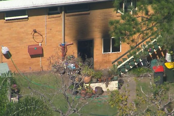 The scene at Cabanda Street in Wynnum West where a man was shot by police after a house fire on September 9.