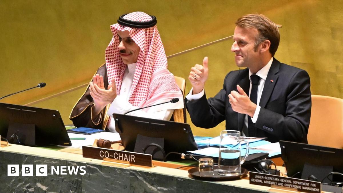 French President Emmanuel Macron addressed the High-level International Conference for Peaceful Settlement of the Question of Palestine and Implementation of the Two-State Solution at the UN headquarters in New York (22 September 2025)