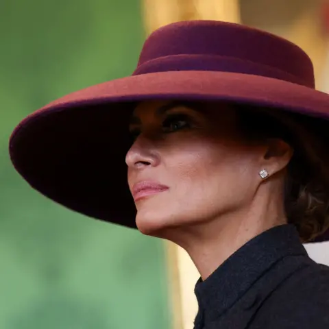 Reuters US First Lady Melania Trump views the Royal Collection at Windsor Castle