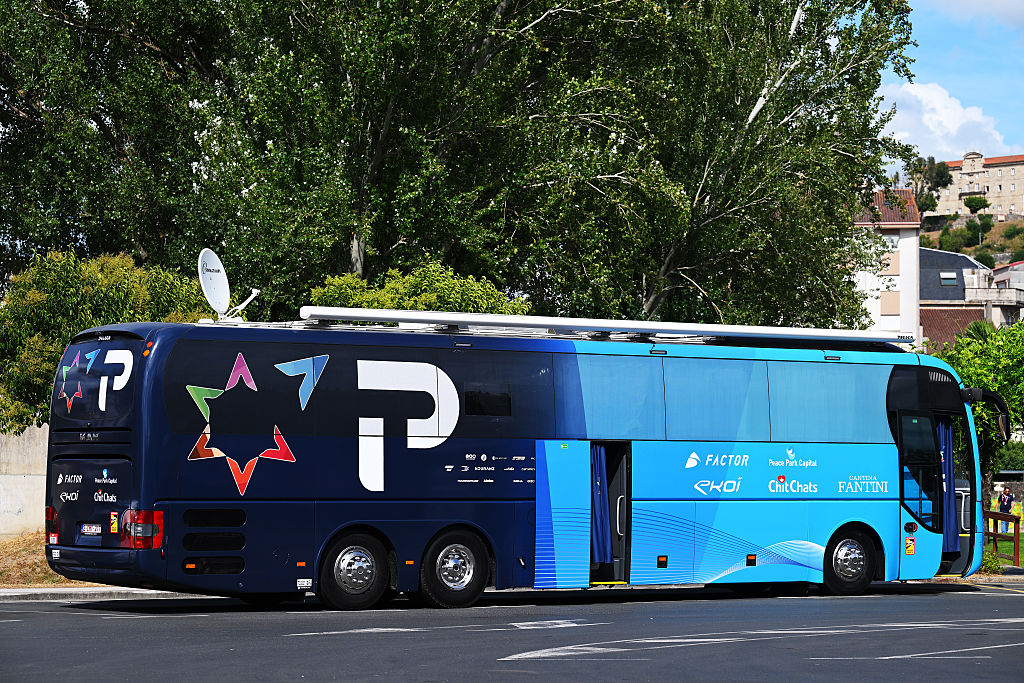 An Israel-Premier Tech team bus