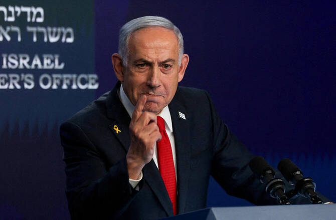Israeli PM Benjamin Netanyahu speaks during a press conference, in Jerusalem, May 21, 2025. (Reuters)