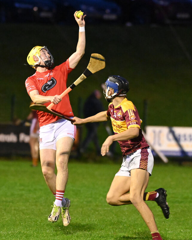 Mayfield's Shane Keegan wins possession from Youghal's Cian Coleman Butler. Picture: Eddie O'Hare