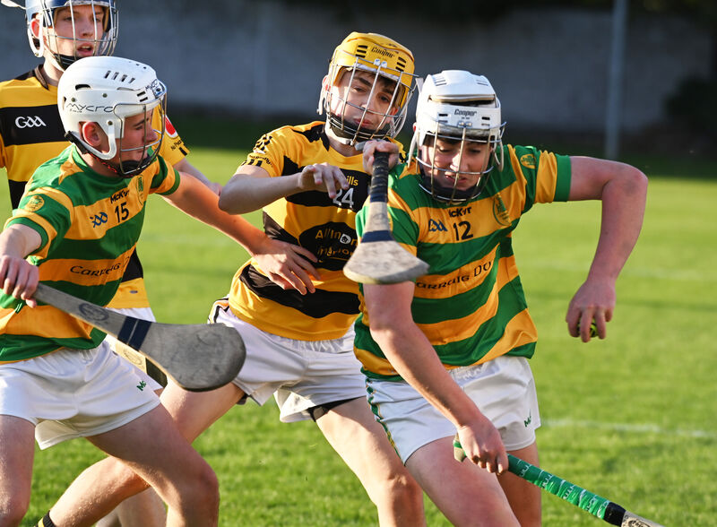 Blackrock's Conor O'Neill breaks from Na Piarsaigh's Zac Brady during the Rebel Óg U16 Premier 1 Challenge Cup final at Church Road. Picture: Eddie O'Hare