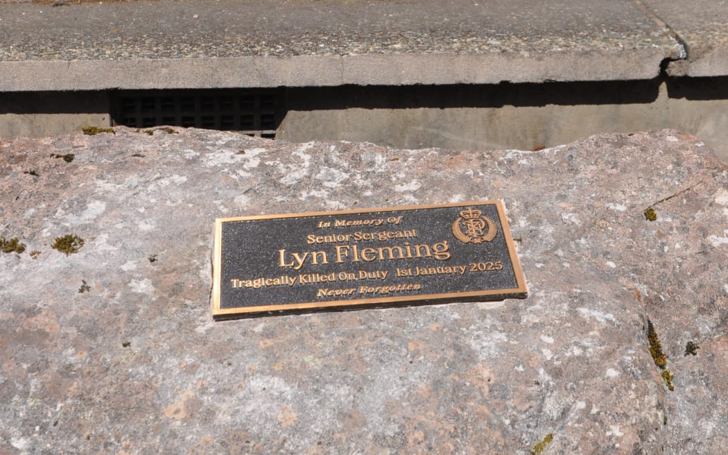 The stone used for the memorial was taken from the St Arnaud Range and is surround by alpine plants outside the Nelson Central Police Station.