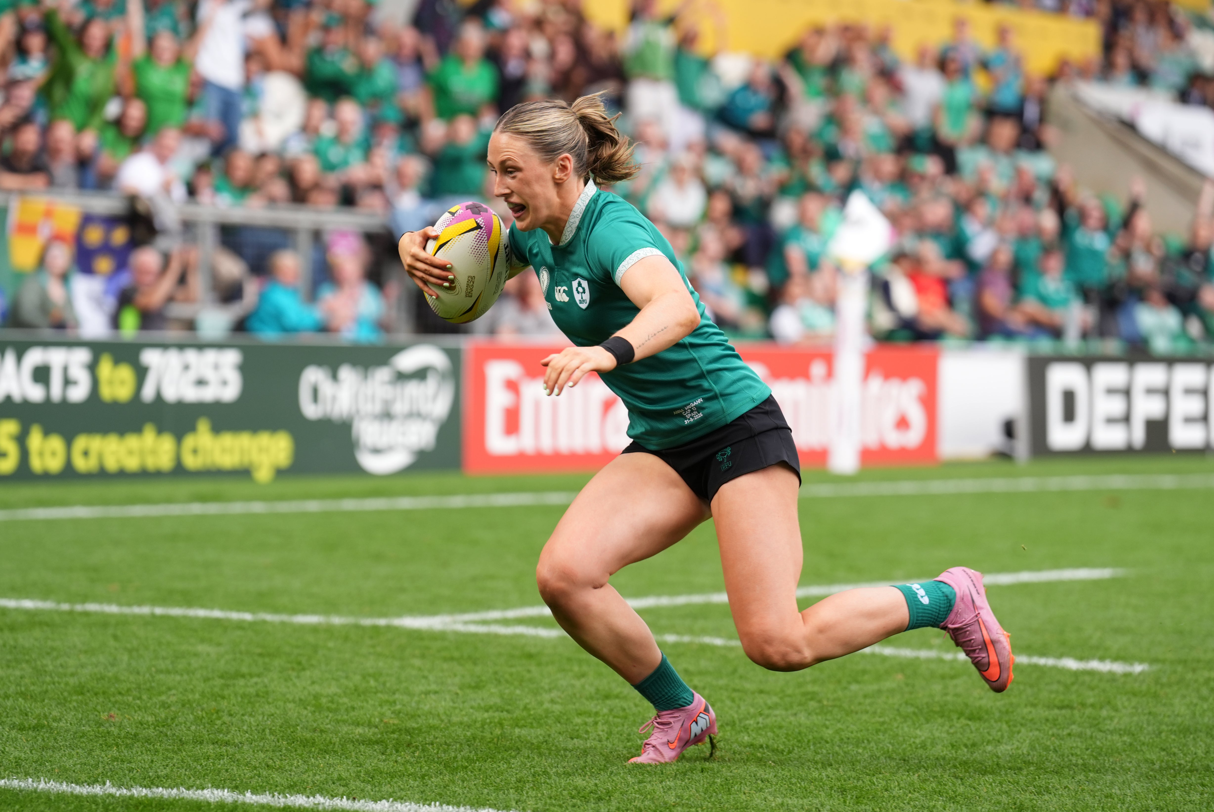 Anna McGann crossed twice for Ireland (Joe Giddens/PA)