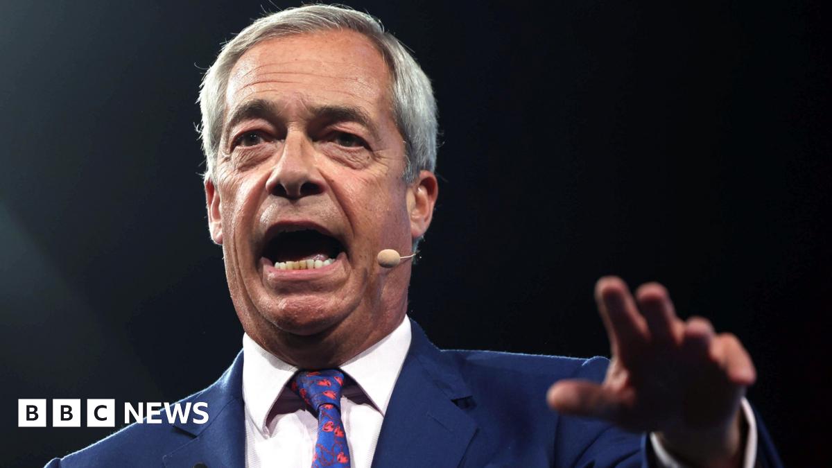 Reform UK Leader Nigel Farage speaks as he closes the conference on day two of the Reform UK annual conference in Birmingham