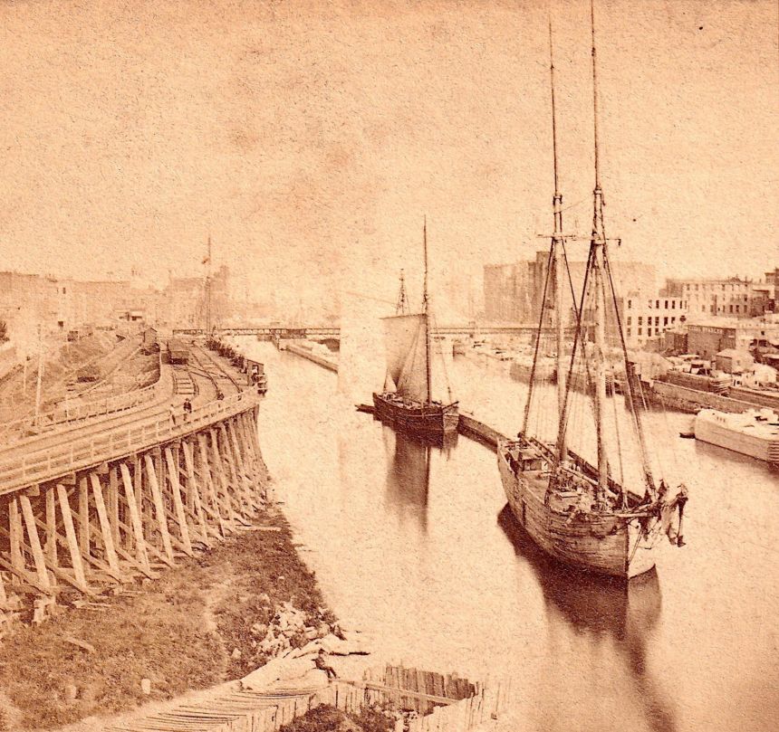 The F.J. King is seen with two masts in an original stereoview card in the Brendon Baillod Collection. The vessel had a third mast added just before its demise.