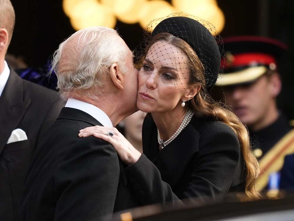 King Charles, Kate Middleton share warm public moment at Duchess of Kents funeral