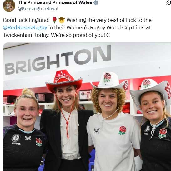 Kate Middleton shares rare photo and message for Rugby Team