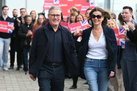 Prime minister Keir Starmer and his wife, Victoria, arrive ahead of the annual Labour party conference in Liverpool, on Saturday.