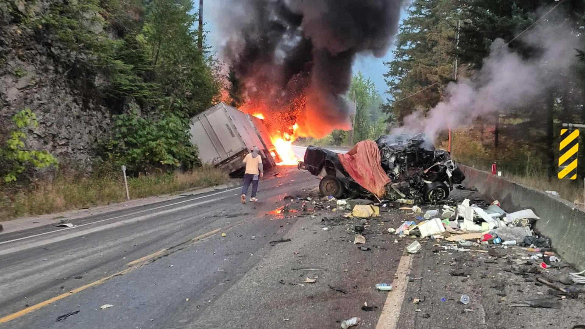 Fiery crash on Highway 1